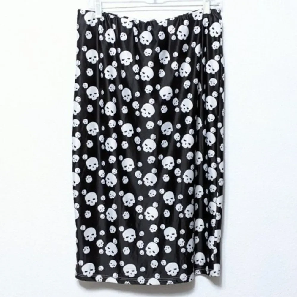 BRICKYARD BUFFALO Skull Punk Goth Midi Skirt XL